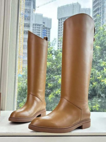 Женские кожаные сапоги Loro Piana premium - Chestnut