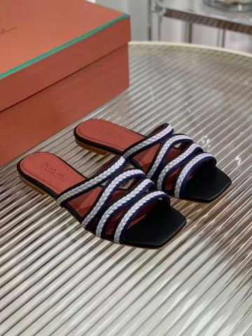 Женские кожаные шлёпанцы Loro Piana Premium