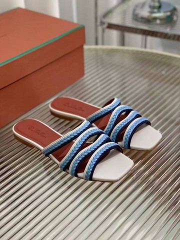 Женские кожаные шлёпанцы Loro Piana Premium