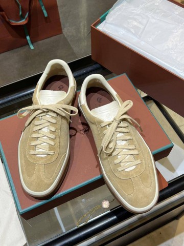 Женские замшевые кроссовки Loro Piana Premium - Beige