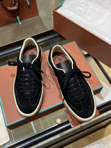 Женские замшевые кроссовки Loro Piana Premium - Black