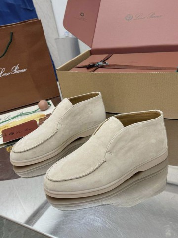 Женские замшевые лоферы Loro Piana premium - Beige