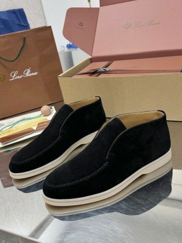 Женские замшевые лоферы Loro Piana premium - Black