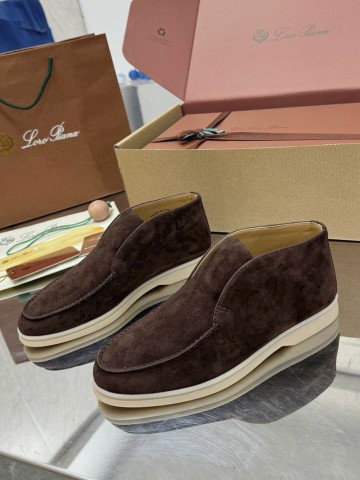 Женские замшевые лоферы Loro Piana premium - Brown