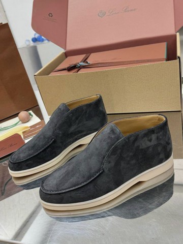 Женские замшевые лоферы Loro Piana premium - Grey