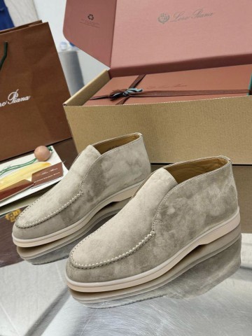 Женские замшевые лоферы Loro Piana premium - Light Grey