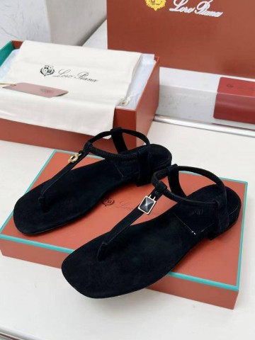 Женские замшевые сандалии Loro Piana Premium - Black