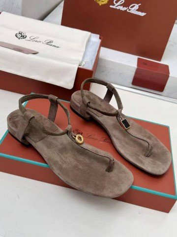 Женские замшевые сандалии Loro Piana Premium - Brown