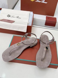 Женские замшевые сандалии Loro Piana Premium - Grey