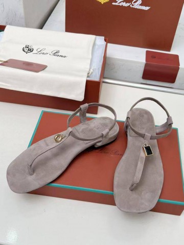 Женские замшевые сандалии Loro Piana Premium - Grey