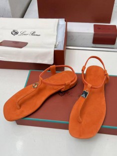 Женские замшевые сандалии Loro Piana Premium - Orange