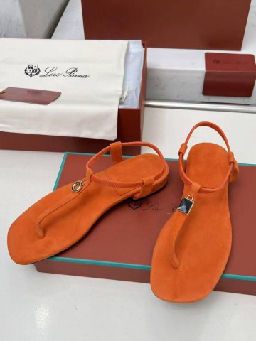 Женские замшевые сандалии Loro Piana Premium - Orange