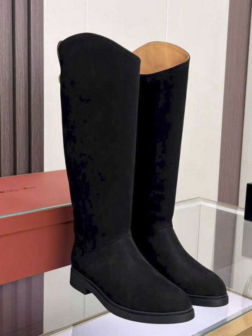 Женские замшевые сапоги Loro Piana premium - Black