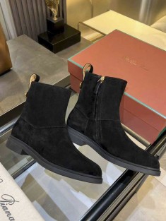 Женские замшевые сапоги Loro Piana premium - Black