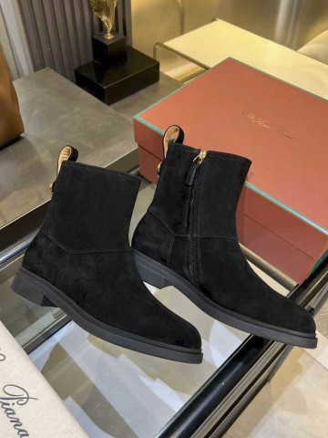 Женские замшевые сапоги Loro Piana premium - Black