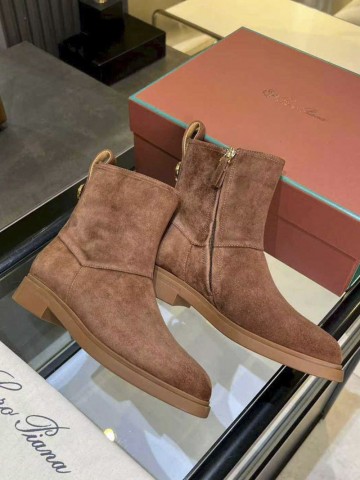 Женские замшевые сапоги Loro Piana premium - Brown