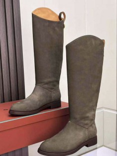 Женские замшевые сапоги Loro Piana premium - Grey