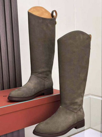 Женские замшевые сапоги Loro Piana premium - Grey