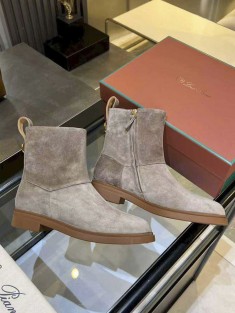 Женские замшевые сапоги Loro Piana premium - Grey