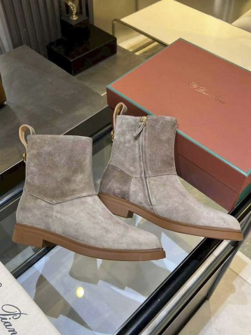 Женские замшевые сапоги Loro Piana premium - Grey