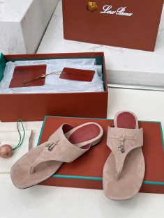 Женские замшевые шлёпанцы Loro Piana Premium - Pink