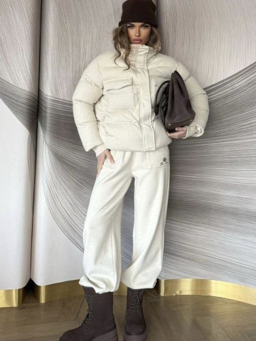 Женский костюм тройка на флисе Loro Piana premium - Beige