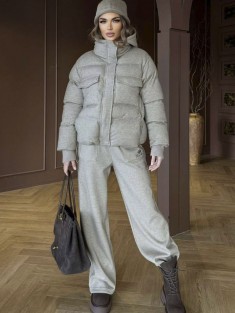 Женский костюм тройка на флисе Loro Piana premium - Beige