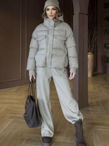 Женский костюм тройка на флисе Loro Piana premium - Beige