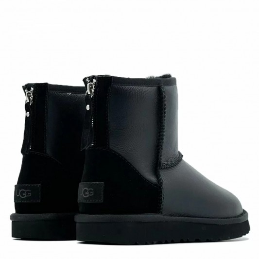 Угги UGG Classic Mini Zip Metallic Black (Без Камней)