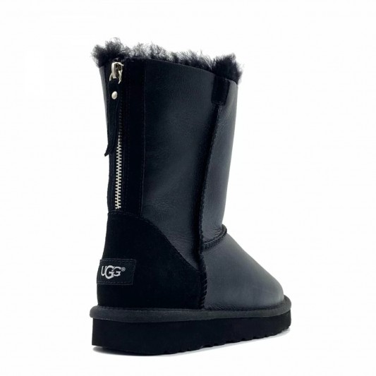 Угги UGG Classic Short Zip Metallic Black