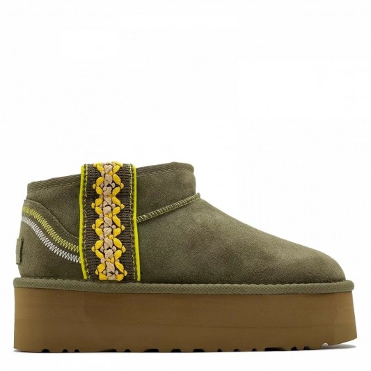 Угги UGG Classic Ultra Mini Braid Plarform Burnt Olive