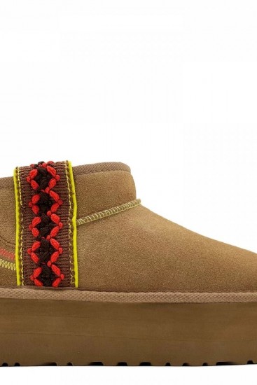 Угги UGG Classic Ultra Mini Braid Plarform Chestnut