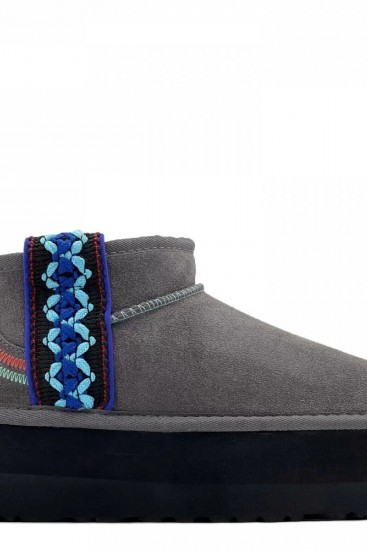 Угги UGG Classic Ultra Mini Braid Plarform Grey