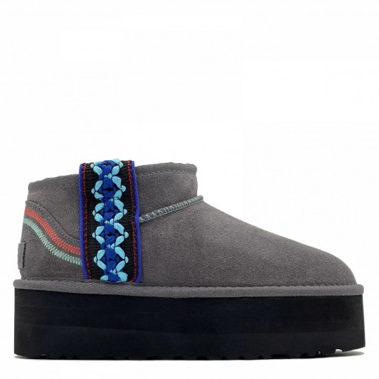 Угги UGG Classic Ultra Mini Braid Plarform Grey