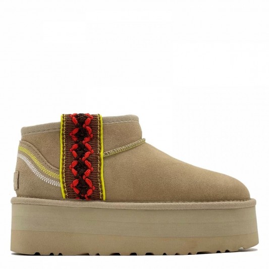 Угги UGG Classic Ultra Mini Braid Plarform Sand