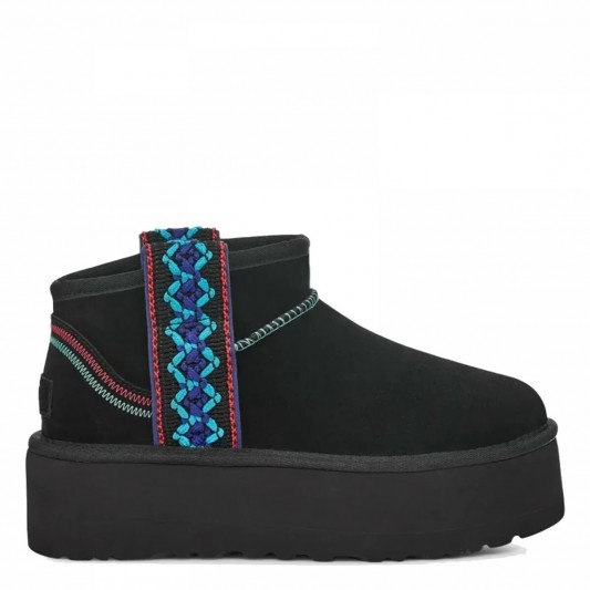 Угги UGG Classic Ultra Mini Braid Platform Black