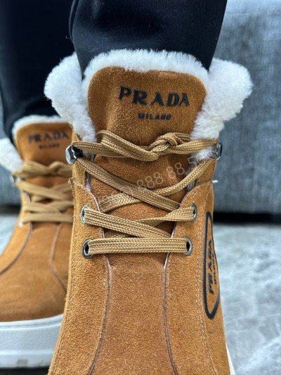 Кеды Prada с мехом