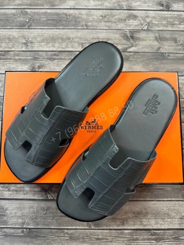 Шлепанцы Hermes кожа крокодила